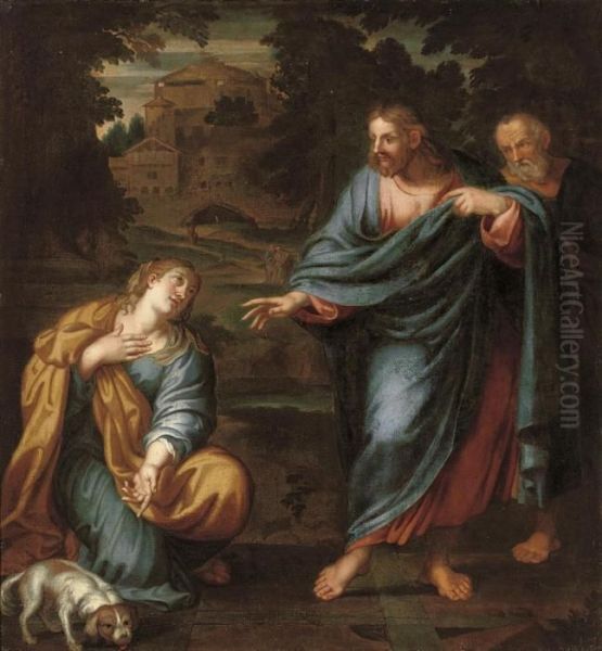 Christ Healing The Daughter Of The Woman Of Canaan Oil Painting by Annibale Carracci