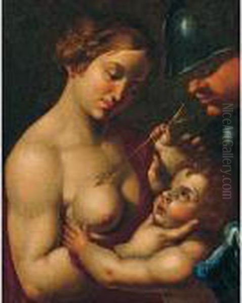 Marte, Venere E Cupido Oil Painting by Annibale Carracci