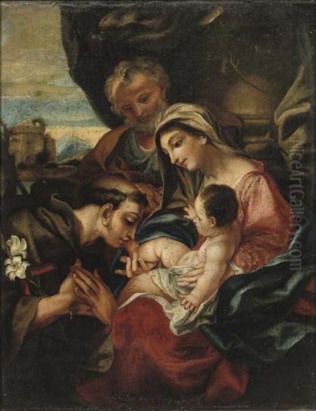 The Holy Family With Saint Anthony Of Padua Oil Painting by Annibale Carracci