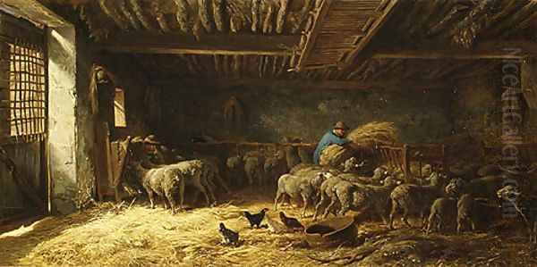 The Sheepfold 1857 Oil Painting by Charles Emile Jacque