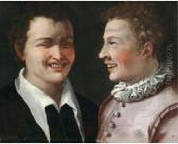 Two Boys Laughing Oil Painting by Annibale Carracci