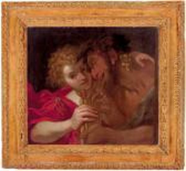 Giovane Pastore Con Satiro Oil Painting by Annibale Carracci