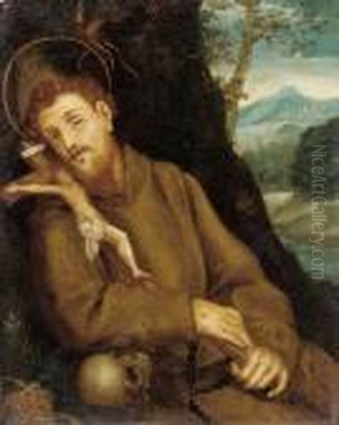 San Francesco In Meditazione Oil Painting by Annibale Carracci