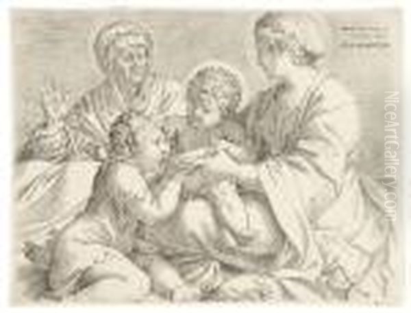 Madonna And Child With Saints Elizabeth And John Thebaptist Oil Painting by Annibale Carracci