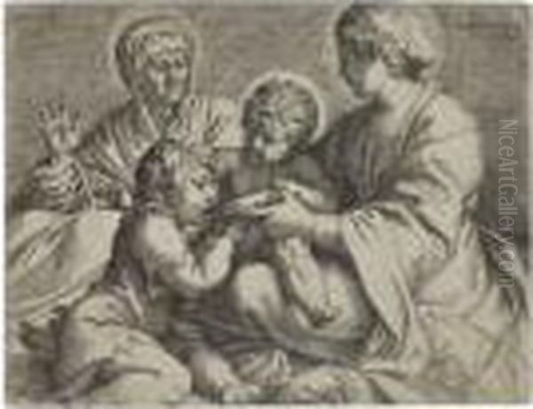 Madonna And Child With Saints Elizabeth And John Thebaptist Oil Painting by Annibale Carracci