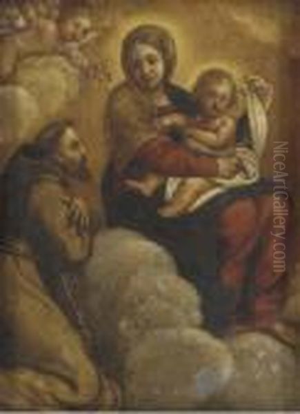 The Madonna And Child In Glory With Saint Francis Of Assisi Oil Painting by Annibale Carracci