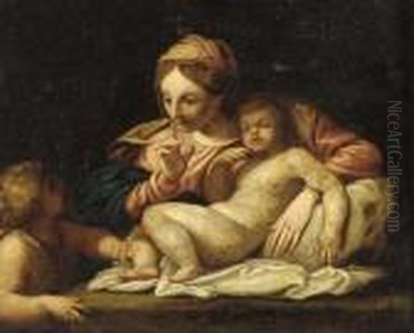 The Madonna And Sleeping Child With The Infant Saint John Oil Painting by Annibale Carracci