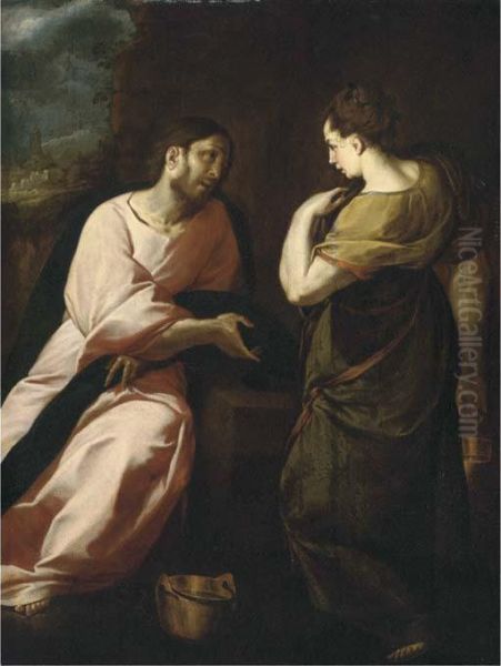 Christ And The Woman Of Samaria Oil Painting by Annibale Carracci