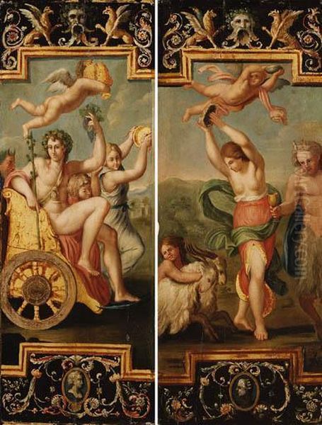 Scenes From The Decoration Of 
The The Farnese Palace: The Triumphof Bacchus And Ariadne; And Thetis 
Carried To The Bridal Chamber Ofpeleus Oil Painting by Annibale Carracci