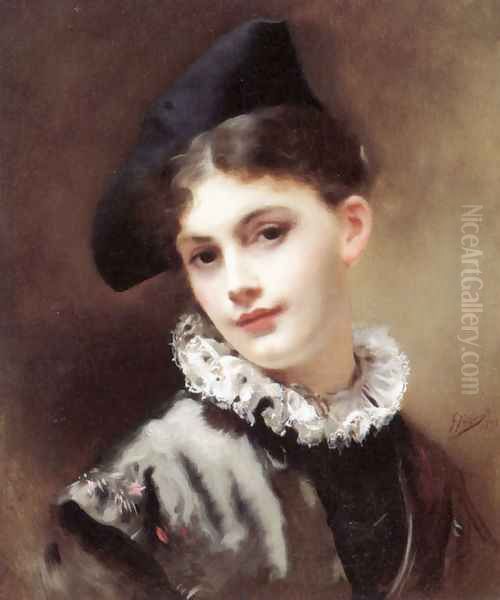 A Coquettish Smile Oil Painting by Gustave Jean Jacquet