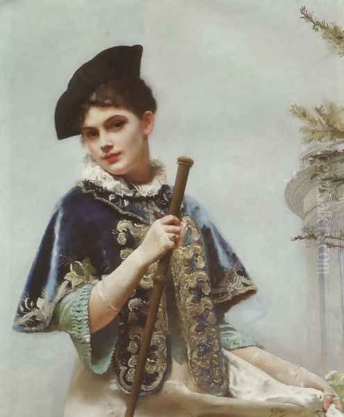 A Portrait of a Noble Lady Oil Painting by Gustave Jean Jacquet