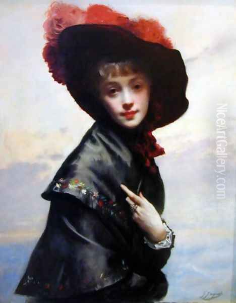 La Coquette (The Coquette) Oil Painting by Gustave Jean Jacquet