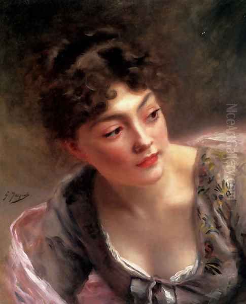 A Quick Glance Oil Painting by Gustave Jean Jacquet