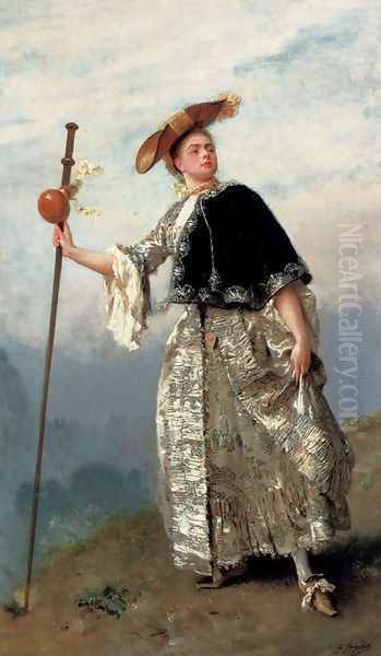 On The Hilltop Oil Painting by Gustave Jean Jacquet