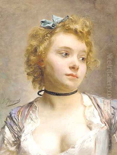 Portrait of the artist's wife Oil Painting by Gustave Jean Jacquet