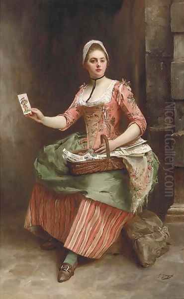 The card seller Oil Painting by Gustave Jean Jacquet