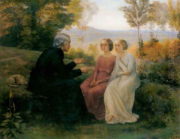 Le Poème de l'âme - Le Grain de blé (The Poem of the Soul - The Grain of Wheat) Oil Painting by Anne-Francois-Louis Janmot