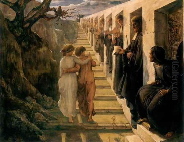 Le Poème de l'âme - Le Mauvais sentier (The Poem of the Soul - The Wrong Path) Oil Painting by Anne-Francois-Louis Janmot