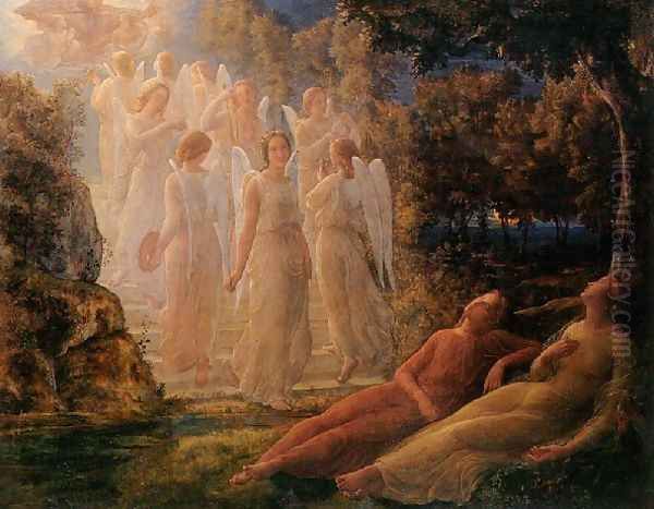 Le Pocme De L Ame L Echelle D Or Oil Painting by Anne-Francois-Louis Janmot