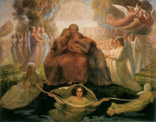 Le Poème de l'âme - Géneration divine (The Poem of the Soul - Divine Genesis) Oil Painting by Anne-Francois-Louis Janmot