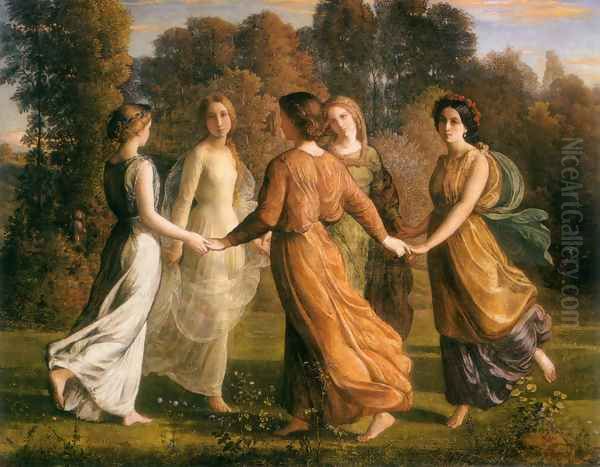 Le Poème de l'âme - Rayons du soleil (The Poem of the Soul - Rays of the Sun) Oil Painting by Anne-Francois-Louis Janmot