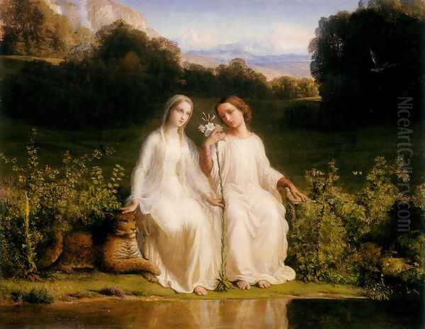 Le Poème de l'âme - Virginitas (The Poem of the Soul - Virginitas) Oil Painting by Anne-Francois-Louis Janmot