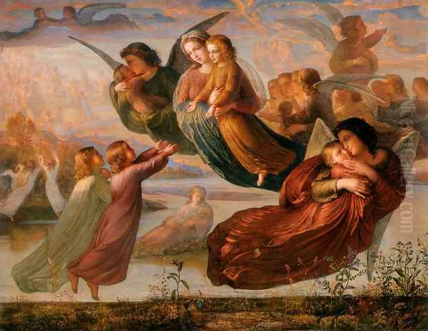 Le Poème de l'âme - Souvenirs du ciel (The Poem of the Soul - Memory of Heaven) Oil Painting by Anne-Francois-Louis Janmot