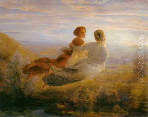 Le Poème de l'âme - Le Vol de l'âme (The Poem of the Soul - The Soul's Flight) Oil Painting by Anne-Francois-Louis Janmot