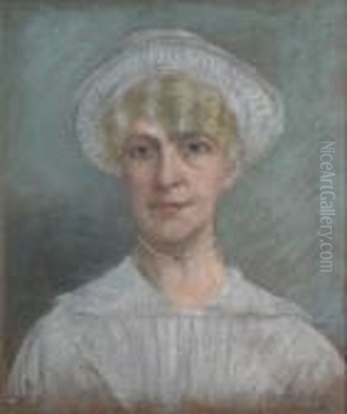 Portrait D'edith Cavell Oil Painting by Pierre Carrier-Belleuse