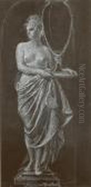 Study Of A Classical Female Statue Oil Painting by Pierre Carrier-Belleuse