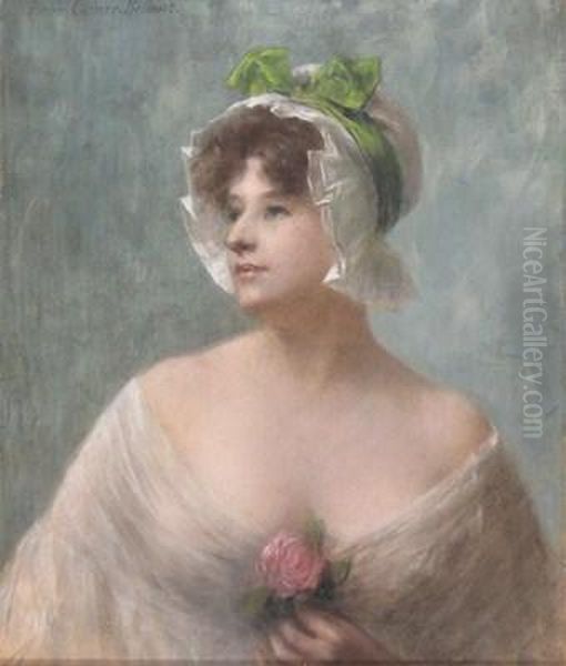 The Green-ribboned Bonnet Oil Painting by Pierre Carrier-Belleuse