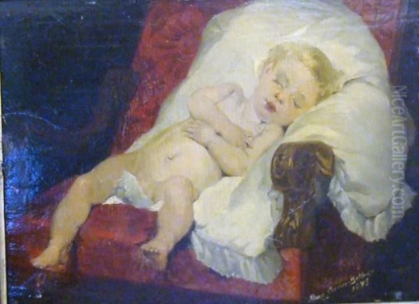 Jeune Enfant Endormi Oil Painting by Pierre Carrier-Belleuse