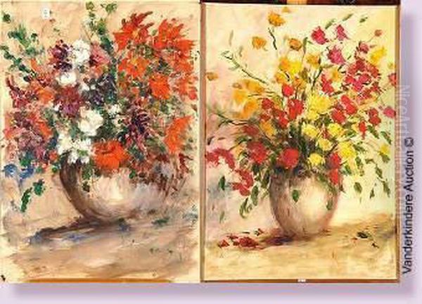 Vase De Fleurs Oil Painting by Pierre Carrier-Belleuse