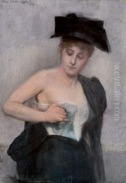 Elegante Au Corset Oil Painting by Pierre Carrier-Belleuse