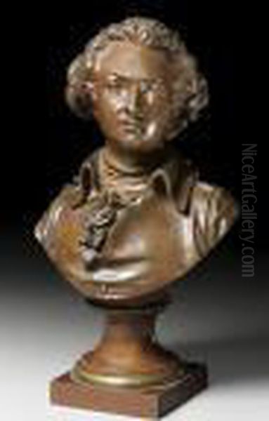 Burnished Bronze Bust Of A Young Noble Man Oil Painting by Pierre Carrier-Belleuse