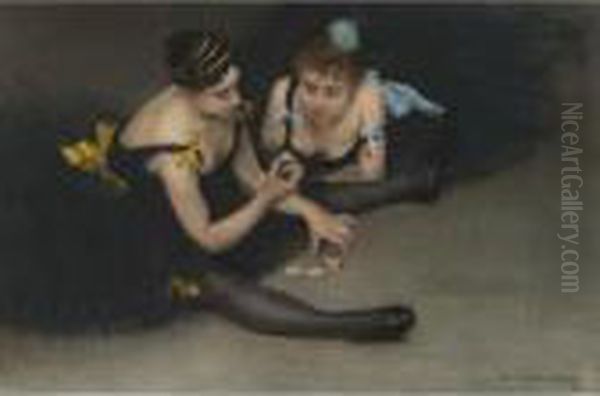 Two Ballerinas Oil Painting by Pierre Carrier-Belleuse