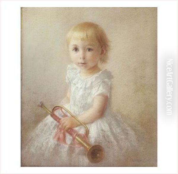 Enfant A La Trompette Oil Painting by Pierre Carrier-Belleuse