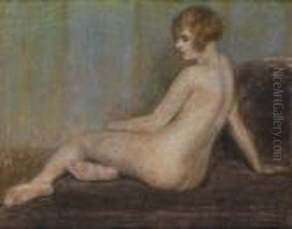 Nu Feminin Assis Oil Painting by Pierre Carrier-Belleuse