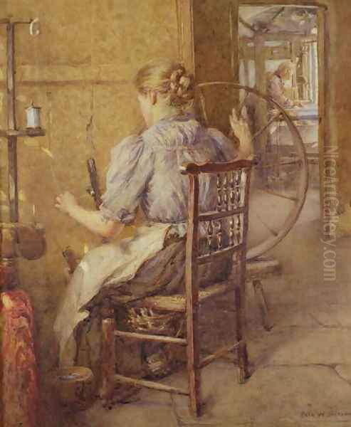 The Spinning Wheel Oil Painting by Frederick William Jackson