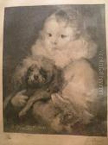 Portrait Denfant Au Chien Oil Painting by Eugene Carriere