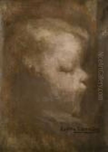 Profil D'enfant Oil Painting by Eugene Carriere