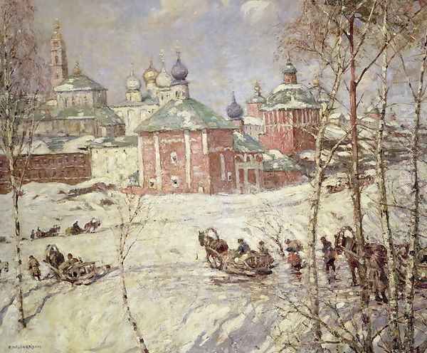 The Kremlin Moscow under snow Oil Painting by Frederick William Jackson