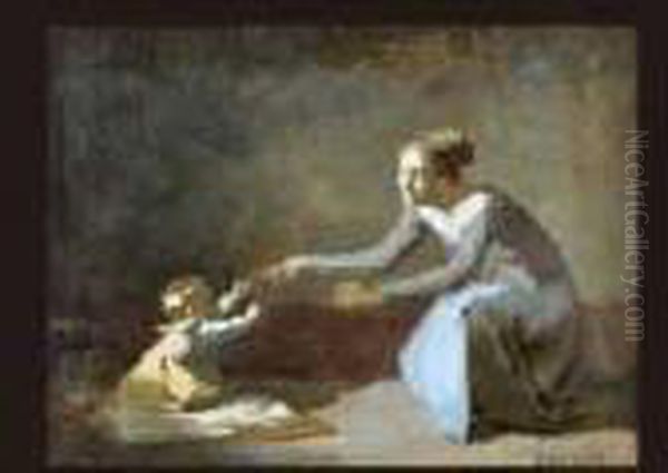 Mere Et Enfant Oil Painting by Eugene Carriere