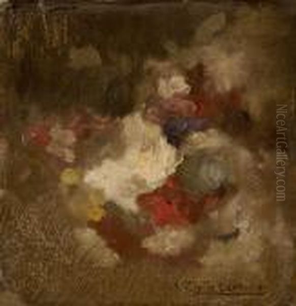 Bouquet De Fleurs Oil Painting by Eugene Carriere