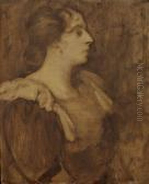 Portrait De Femme, Profil Droit Oil Painting by Eugene Carriere