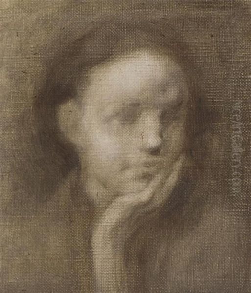 Head Of A Woman Oil Painting by Eugene Carriere