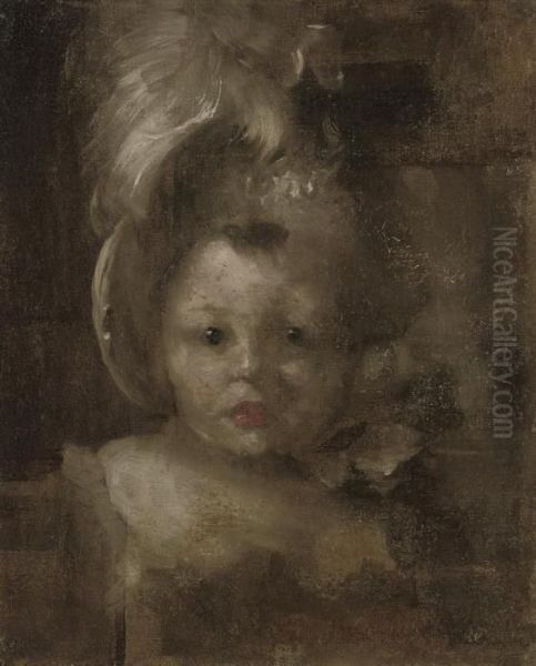 Portrait Of A Young Girl Oil Painting by Eugene Carriere