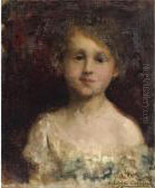 Portrait Of A Boy, Presumably Renee Carriere Oil Painting by Eugene Carriere