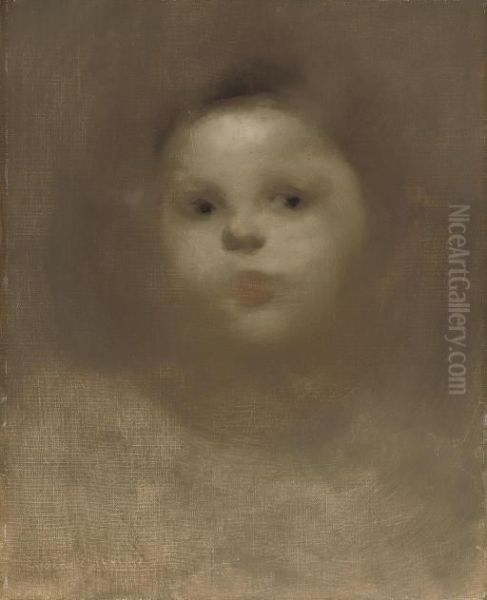 Portrait Of The Artist's Child Oil Painting by Eugene Carriere