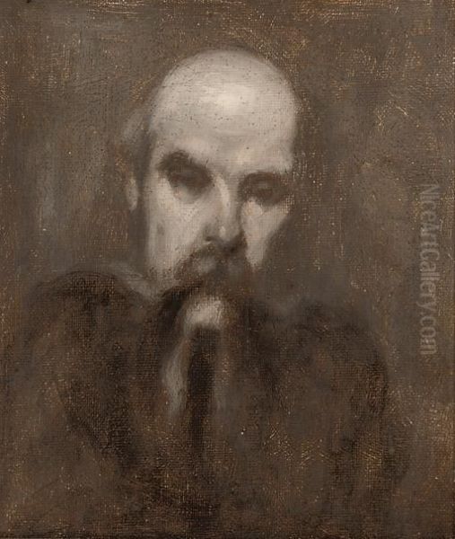 Etude De Paul Verlaine Oil Painting by Eugene Carriere